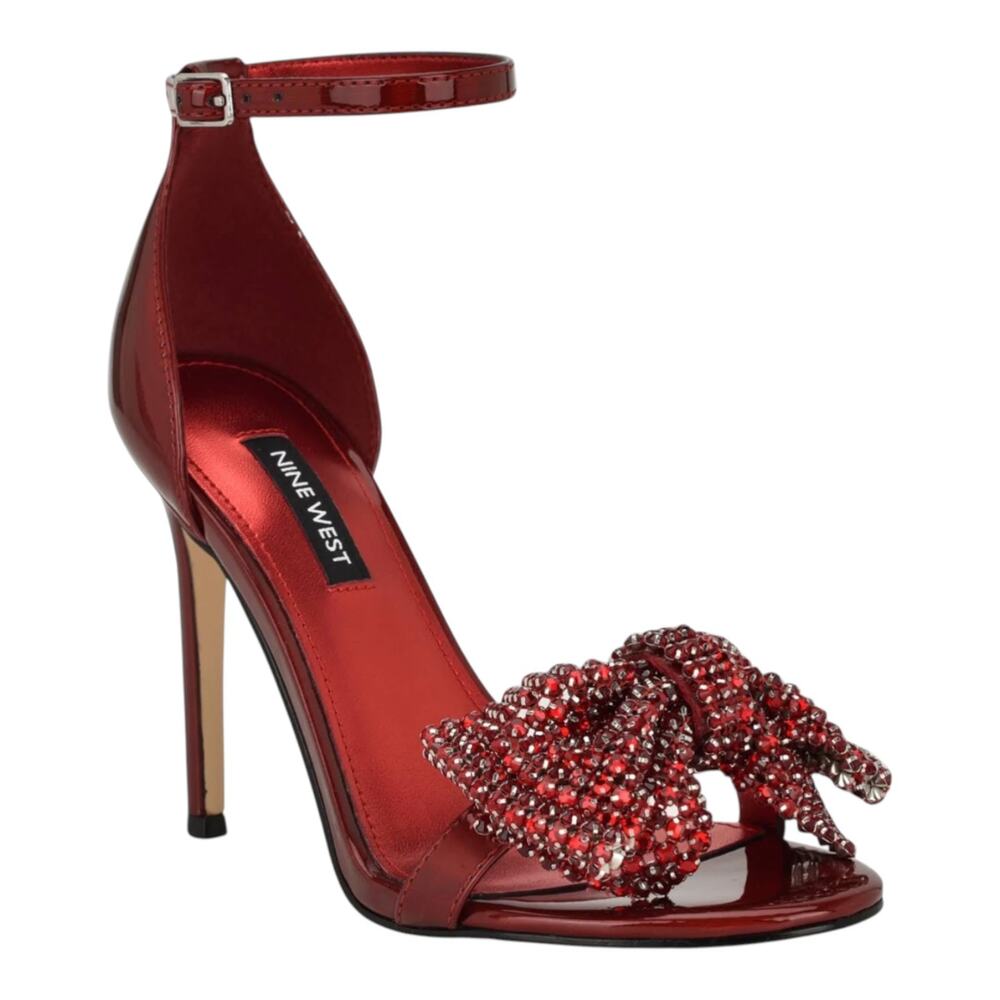Nine West Women's Tansie Embellished High Stiletto Heel Dress Sandals Red Size 8